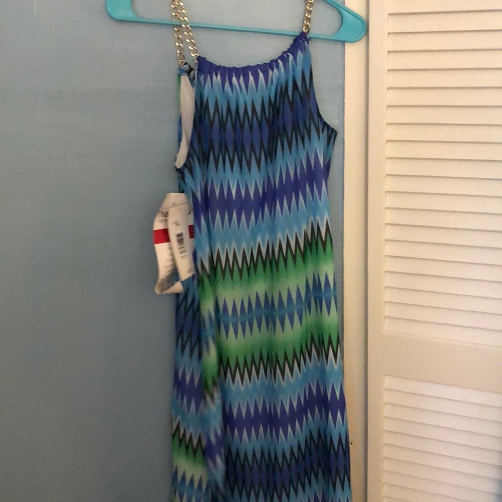 NWT Nina Leonard Sheer Colorful Dress